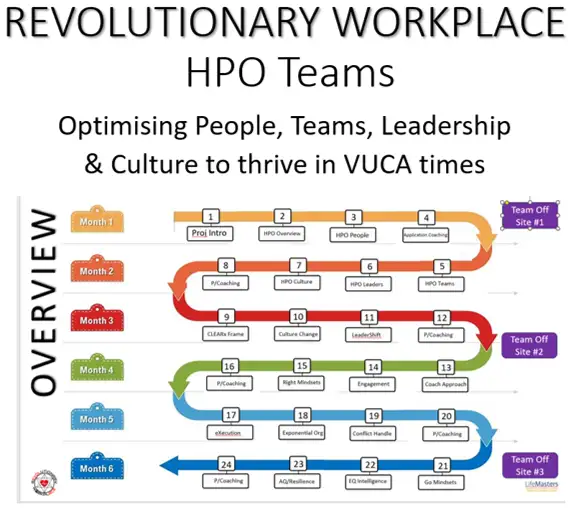 REVOLUTIONARY WORKPLACE hpo leadership Phase1 and High Performance Teams building events gauteng